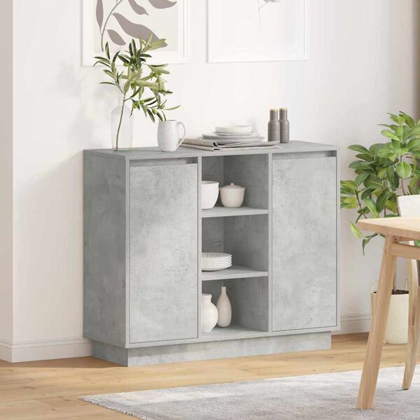 vidaXL LED-Sideboard Beton Grau 90 x 32 x 75 cm Holzwerkstoff