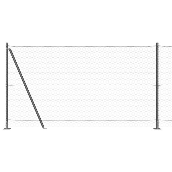 vidaXL Zaunpfosten Grau 25 x 1,4 m (36 mm Maschen) Stahl und PVC