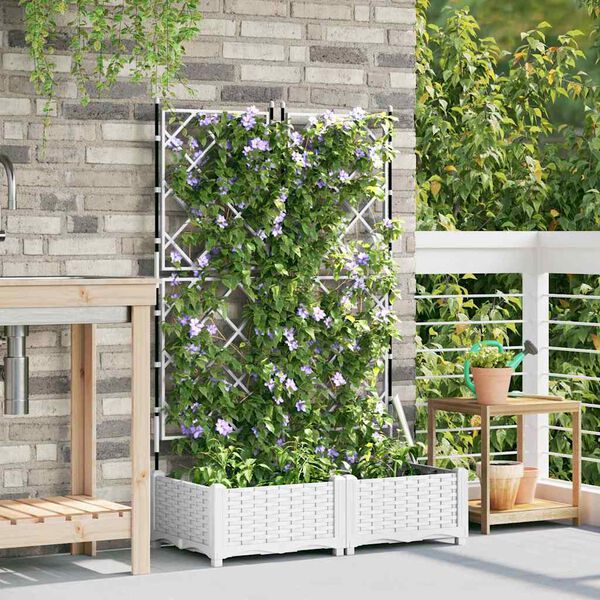 vidaXL Garten-Pflanzgef&auml;&szlig; 2 pcs Wei&szlig; 80 x 40 x 125,5 cm Stahl