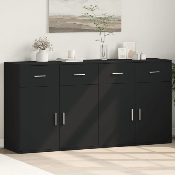 vidaXL Sideboards 2 Stk. Schwarz 79x38x80 cm Holzwerkstoff