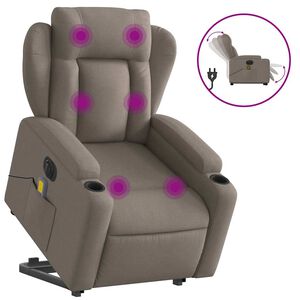 vidaXL Elektrischer Massagesessel mit Aufstehhilfe Taupe Stoff