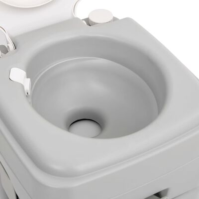 vidaXL Camping-Toilette Tragbar Grau und Weiß 20+10 L HDPE