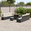 vidaXL Garten-Sofa-Set mit Kissen mit Kissen 11 pcs Schwarz und Creme