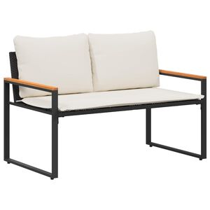 vidaXL Bank mit Kissen Schwarz und Cremewei&szlig; 115 x 65 x 72 cm Rattan