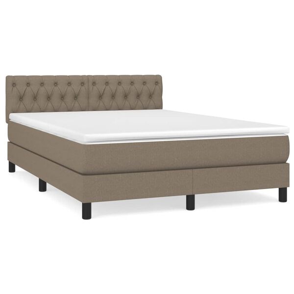 vidaXL Boxspringbett mit Matratze Taupe 140x190 cm Stoff