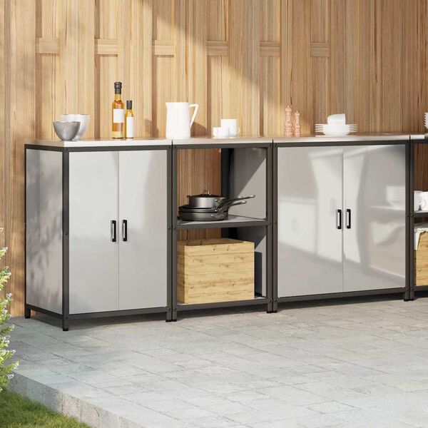 vidaXL Aufbewahrungsset f&uuml;r die K&uuml;che 3 pcs Silber Verzinkter Stahl