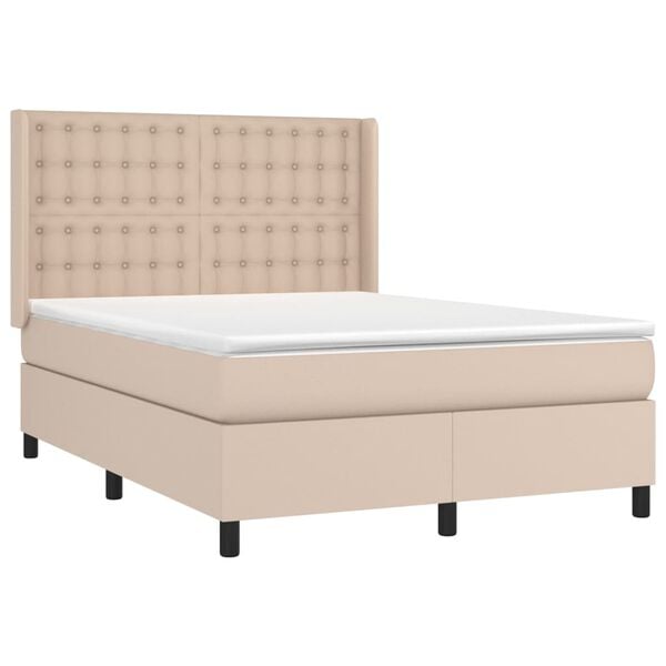 vidaXL Boxspringbett Matratze Cappuccino-Braun 140x200cm Kunstleder