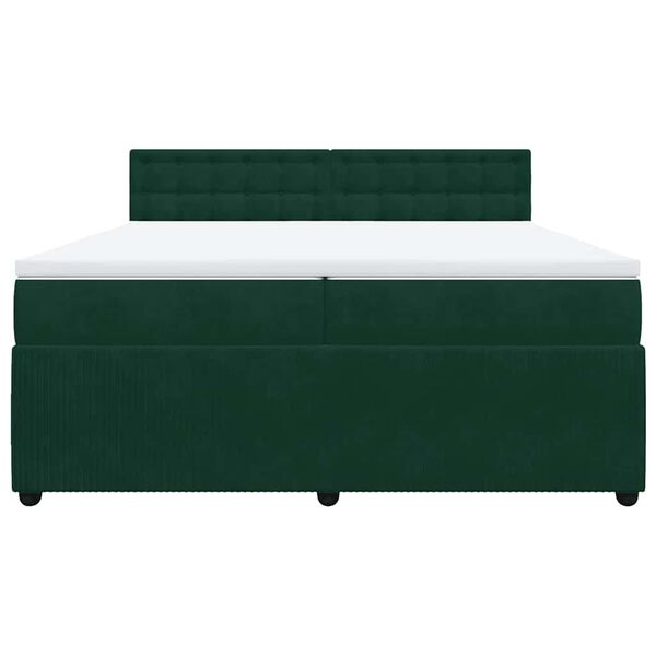 vidaXL Boxspringbett mit Matratze Dunkelgr&uuml;n 200x200 cm Samt