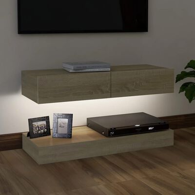 vidaXL TV-Schrank mit LED-Leuchten Sonoma-Eiche 90x35 cm