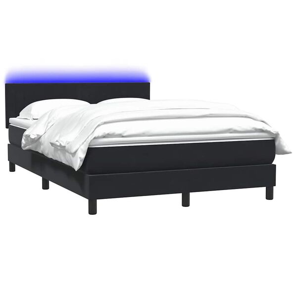 vidaXL Boxspringbett mit Matratze & LED Schwarz 160x210 cm Samt