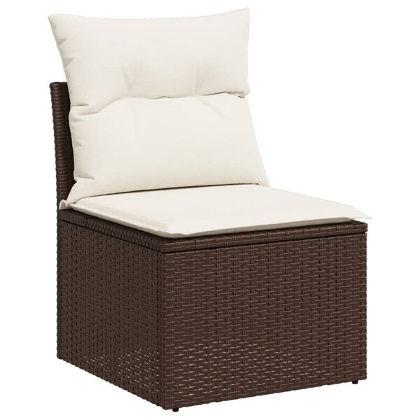 vidaXL 14-tlg. Garten-Sofagarnitur mit Kissen Braun Poly Rattan