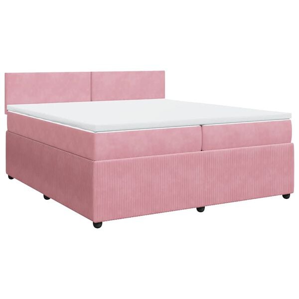 vidaXL Boxspringbett mit Matratze Rosa 200x200 cm Samt