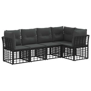 vidaXL Outdoor-Sofagarnitur mit Kissen 5 pcs Schwarz Polyester