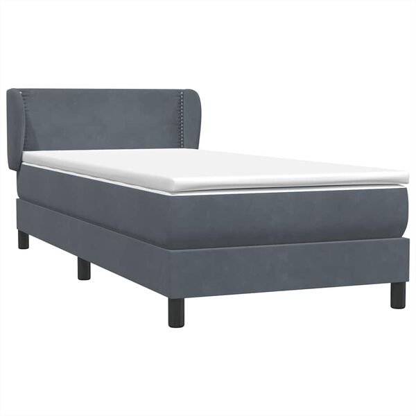 vidaXL Boxspringbett mit Matratze Dunkelgrau 90x220 cm Samt