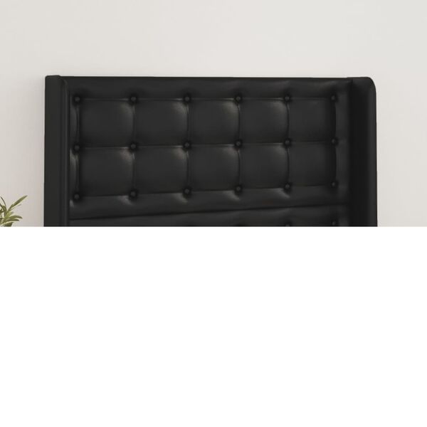 vidaXL Kopfteil mit Ohren Schwarz 103x16x118/128 cm Kunstleder