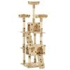 vidaXL Katzen-Kratzbaum mit Sisal-S&auml;ulen 170 cm Beige Pfoten-Aufdruck