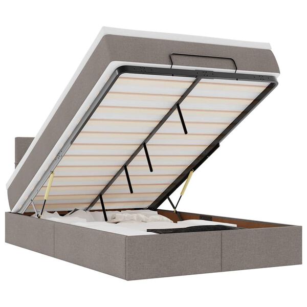 vidaXL Ottomane Bett mit Matratze & LEDs Taupe 120x190 cm Stoff