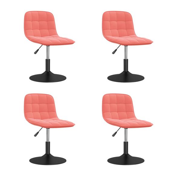 vidaXL Esszimmerst&uuml;hle 4 Stk. Drehbar Rosa Samt