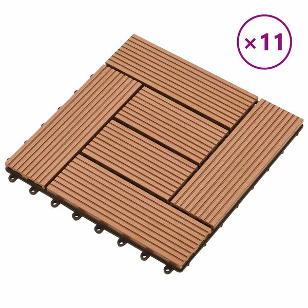 vidaXL Terrassenfliese 11 pcs Braun 30 x 30 cm WPC