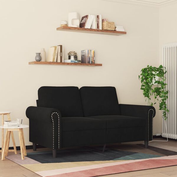 vidaXL 2-Sitzer-Sofa Schwarz 120 cm Samt