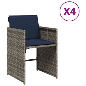vidaXL Gartenst&uuml;hle mit Kissen 4 Stk. Grau Poly Rattan