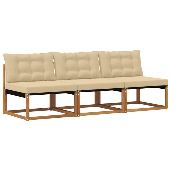 vidaXL 3 St&uuml;ck Outdoor Mittelsofa Massivholz Akazie Natur