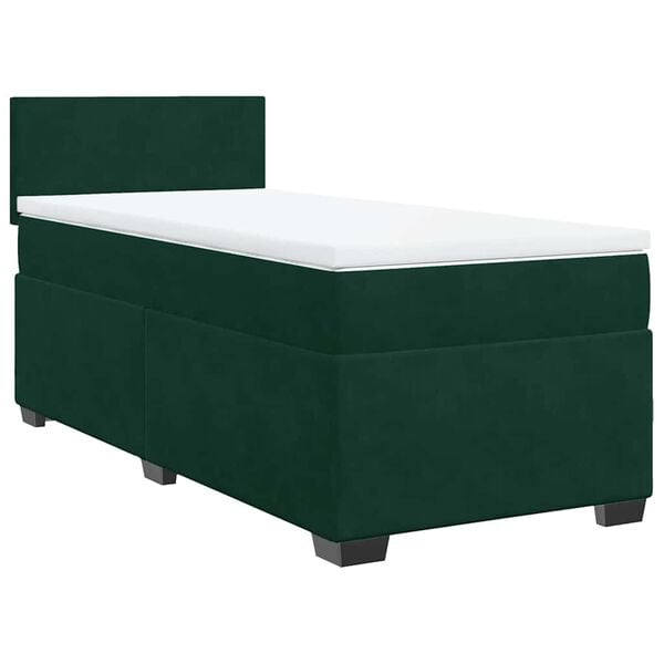 vidaXL Boxspringbett mit Matratze Dunkelgrün 90x190 cm Samt