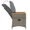 vidaXL Gartensessel Verstellbar mit Kissen Grau Poly Rattan
