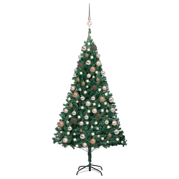 vidaXL K&uuml;nstlicher Weihnachtsbaum mit Beleuchtung & Kugeln Gr&uuml;n 120 cm