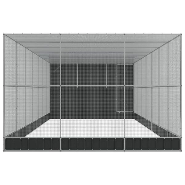 vidaXL Voliere mit Erweiterung Silbern 911x303x216 cm Stahl