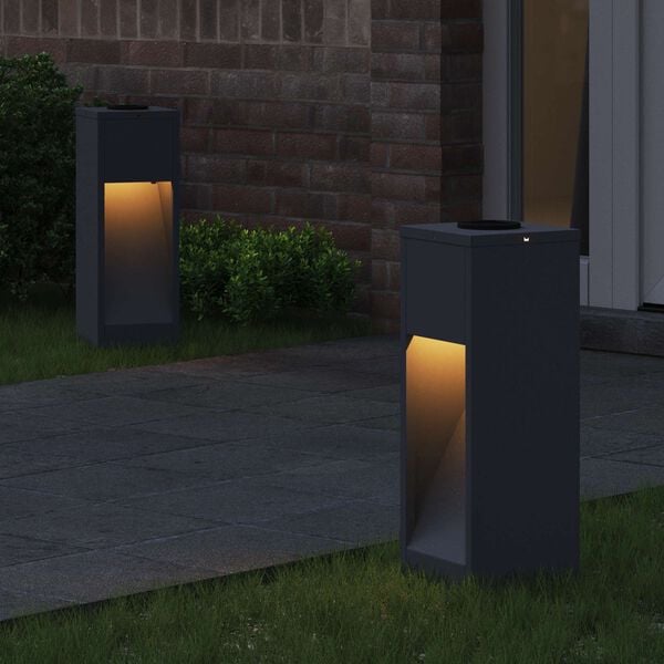 vidaXL Solar LED Wegeleuchte 2 pcs Anthrazit Kalt gewalzter Stahl