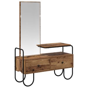 vidaXL Schminktisch mit Schubladen mit Regal Altholz Holzwerkstoff