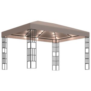 vidaXL Pavillon mit LED-Lichterkette 4x3 m Taupe