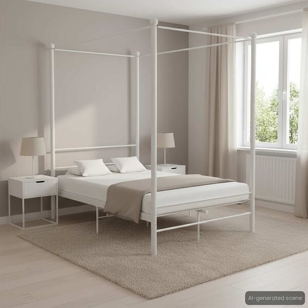 vidaXL Himmelbett Weiß Metall 120x200 cm