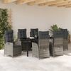 vidaXL Garten Essgruppe mit Kissen 7 pcs Grau Poly-Rattan