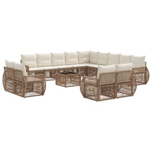 vidaXL Gartensofa-set 14 stk. Beige und Cremewei&szlig; Poly-Rattan