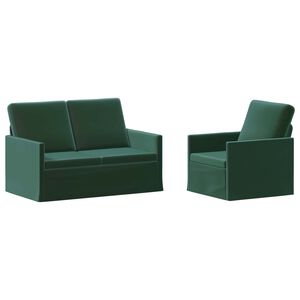 vidaXL Sofa-Set 2 pcs Dunkelgr&uuml;n Samt (V)