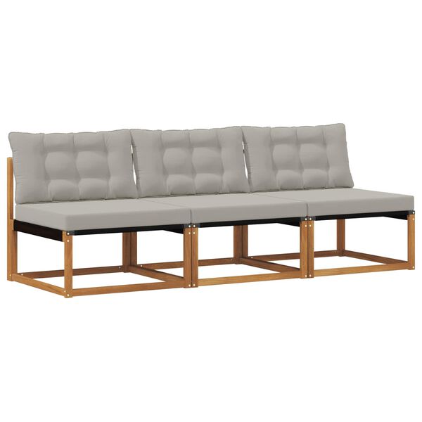vidaXL 3 St&uuml;ck Outdoor Mittelsofa Massivholz Akazie Natur