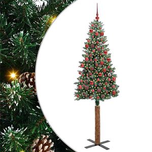 vidaXL Schlanker Weihnachtsbaum mit 300 LEDs mit St&auml;nder Gr&uuml;n 180 cm