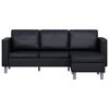 vidaXL L-förmiges Sofa 3-Sitzer Kunstleder Schwarz