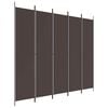vidaXL 5-tlg. Paravent Braun 250x220 cm Stoff