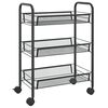 vidaXL K&uuml;chenwagen 3 Etagen Schwarz 46x26x64 cm Eisen