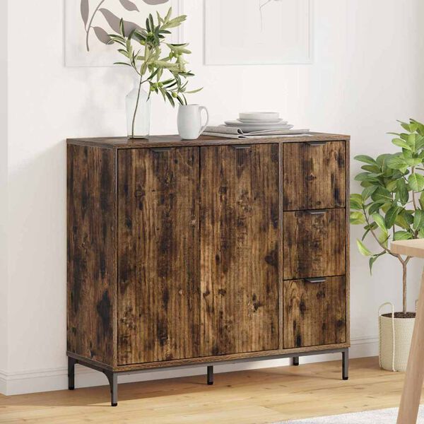 vidaXL Sideboard Ger&auml;ucherte Eiche 89,5 x 33 x 82 cm Holzwerkstoff