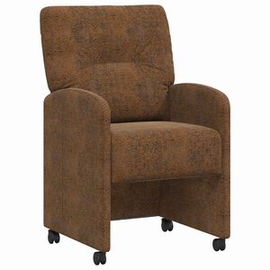 vidaXL Esszimmerst&uuml;hle mit Rollen 2 stk. Kunstwildleder Braun