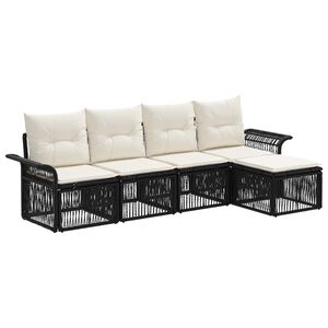 vidaXL Gartensofa-set 5 stk. Schwarz Poly-Rattan