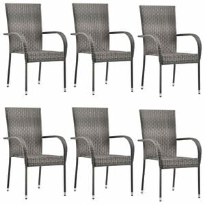 vidaXL Gartenst&uuml;hle Stapelbar 6 Stk. Grau Poly Rattan