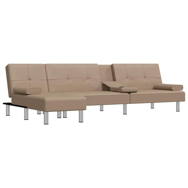 vidaXL Schlafsofa in L-Form Cappuccino-Braun 255x140x70 cm Kunstleder