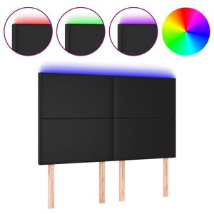 vidaXL LED Kopfteil Schwarz 144x5x118/128 cm Kunstleder