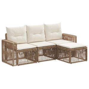 vidaXL Gartensofa-set 4 pcs Beige und Cremewei&szlig; Poly-Rattan