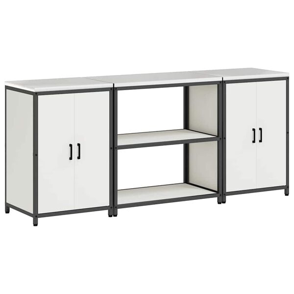 vidaXL Aufbewahrungsset f&uuml;r die K&uuml;che 3 pcs Wei&szlig; Kaltgewalzter Stahl